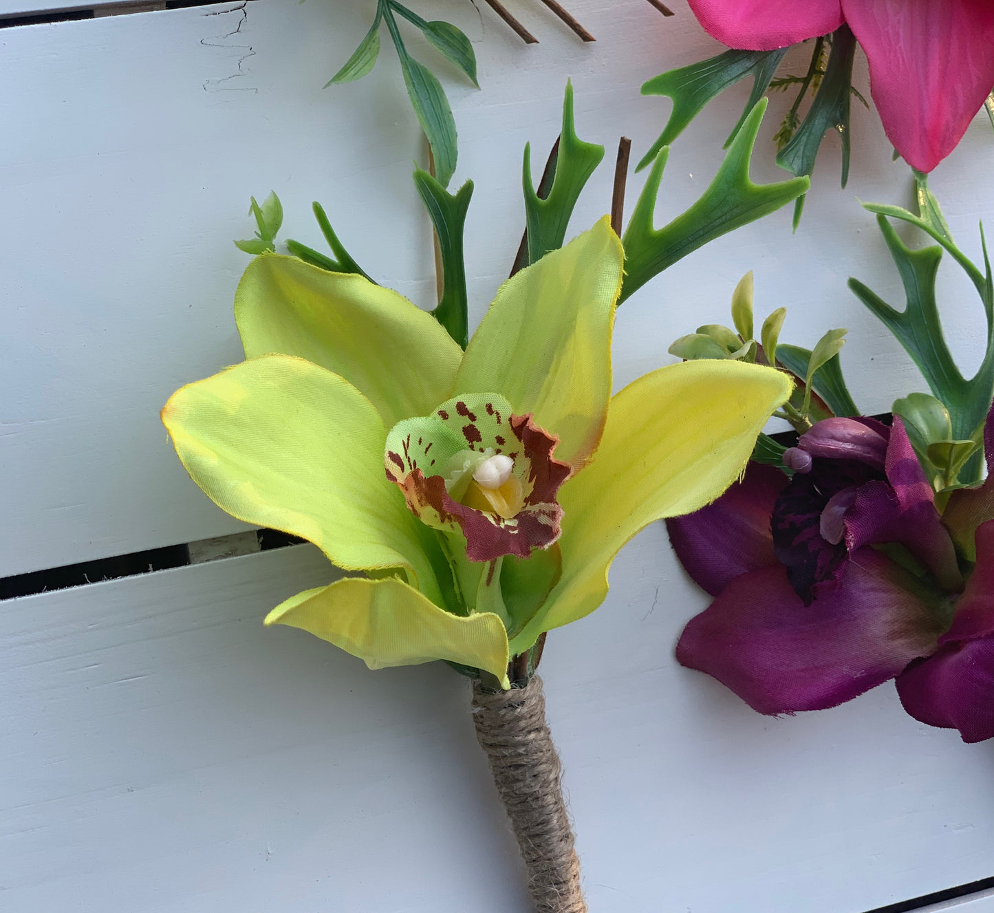 Orchid Silk Tropical Boutonniere