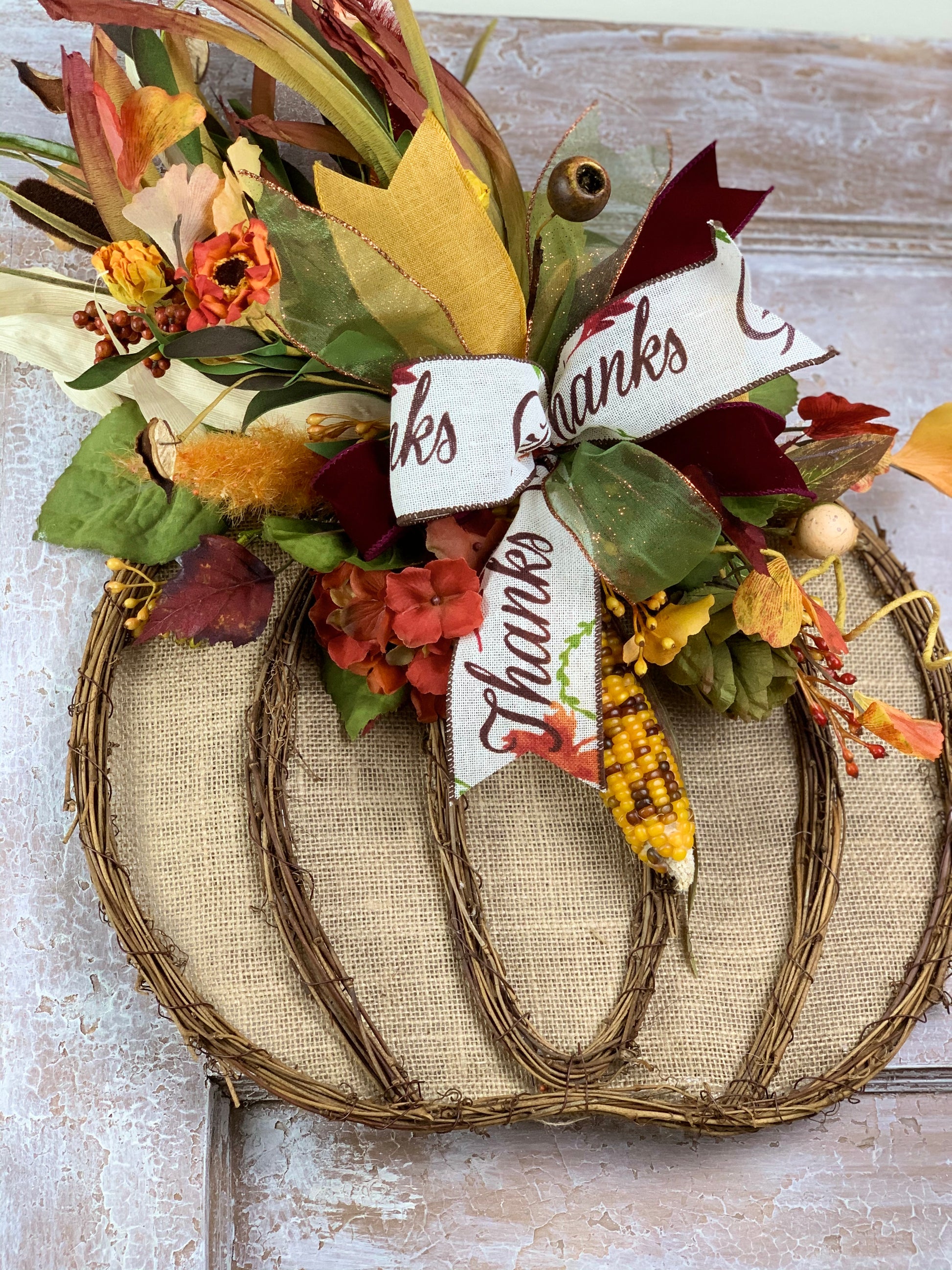 Fall Pumpkin Wreath | Pumpkin Door Hanger | Kim's Touch